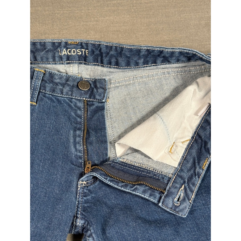 Lacoste Womens Bootcut Flare Jeans Medium Wash Croc Logo Size 32 F 4712 - Picture 3 of 10